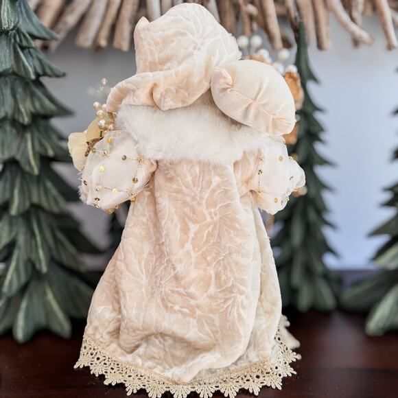 Elegant Vintage Holiday Moments Collection-Tabletop/Treetop Santa-Gold and Ivory - Picture 3 of 11